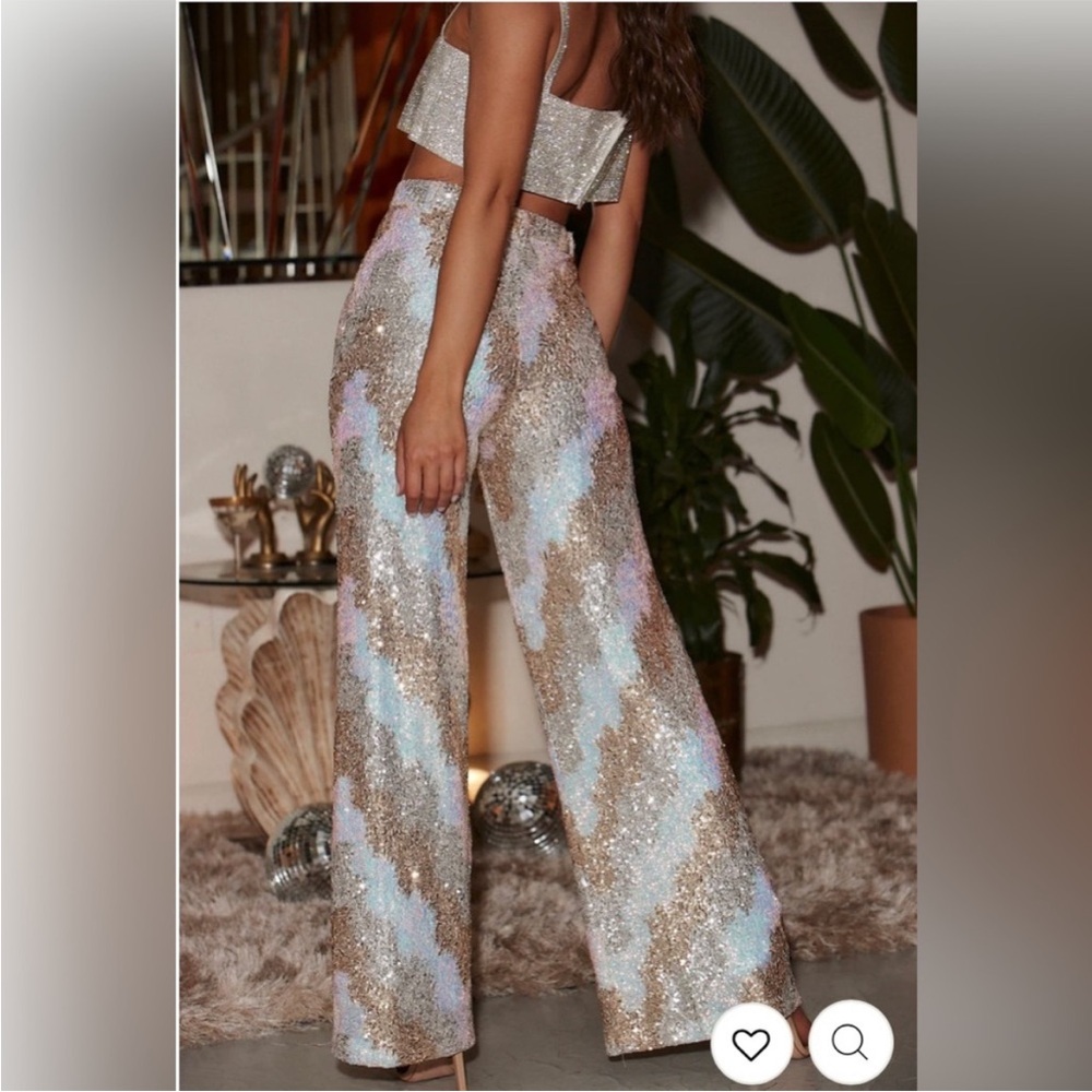 12th Tribe Ivory Multi Sequin Trousers
